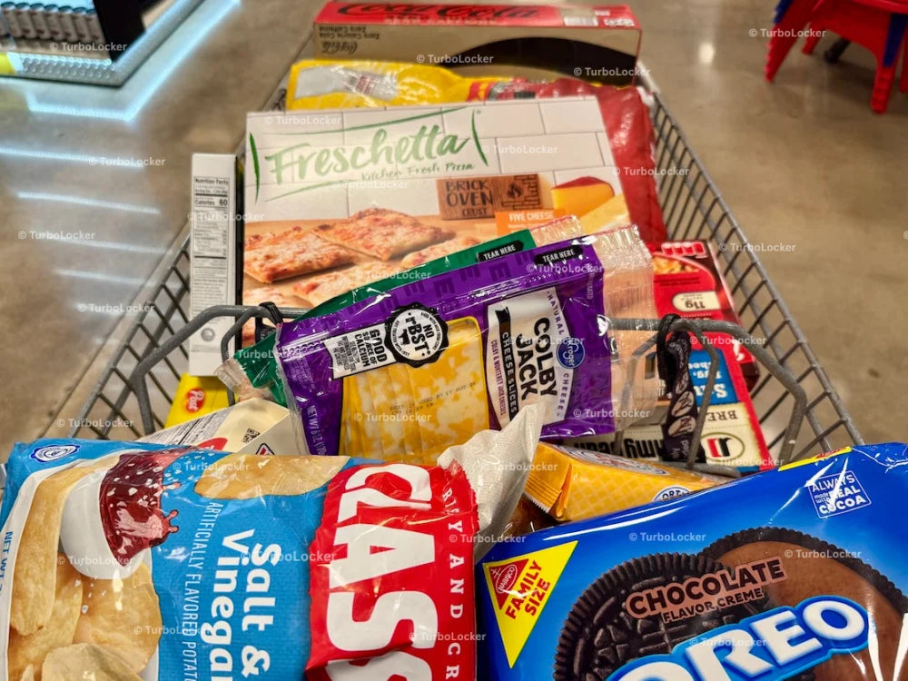 A Shopping Cart With Groceries