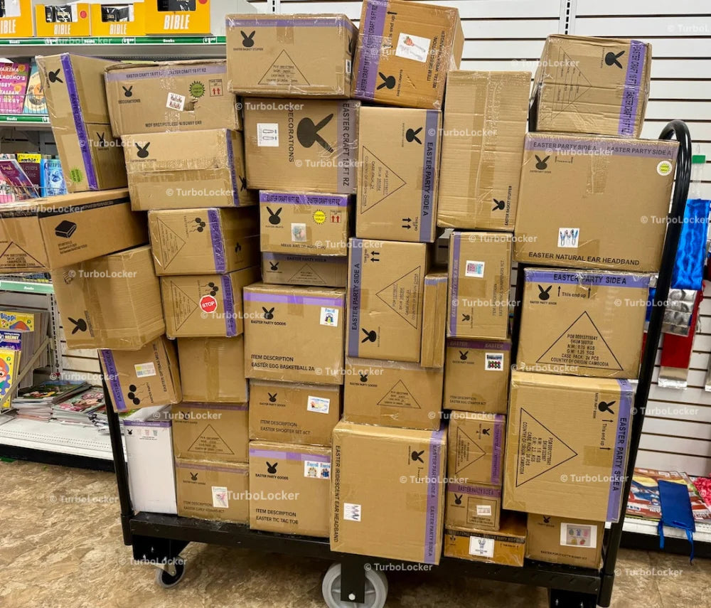 A Stocking Cart With Easter Product Boxes
