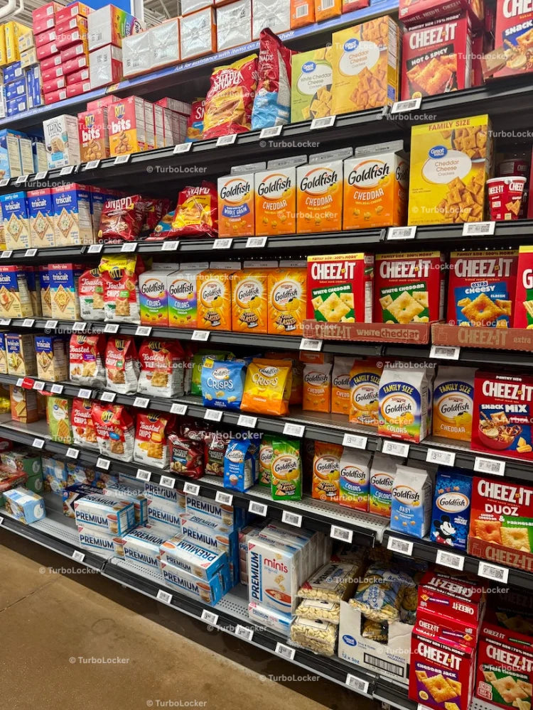 Baked Snacks And Crackers In A Variety Of Flavors On Shelving