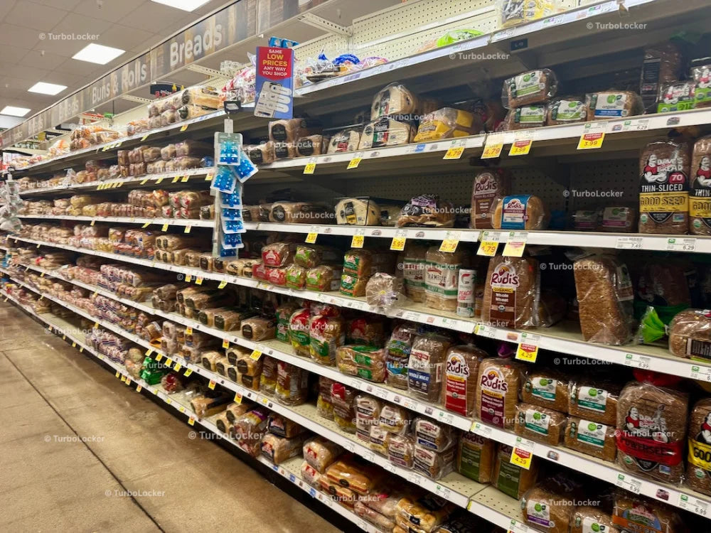 Bread On Shelving At A Grocery Store