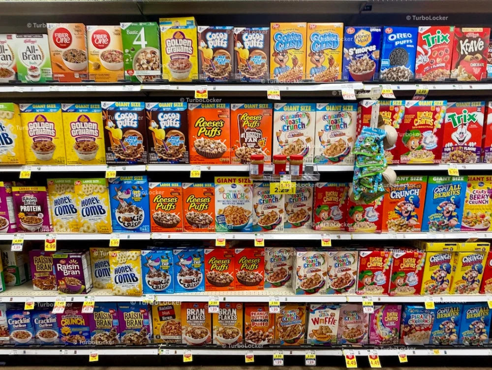Breakfast Cereal On Shelving (Wide)