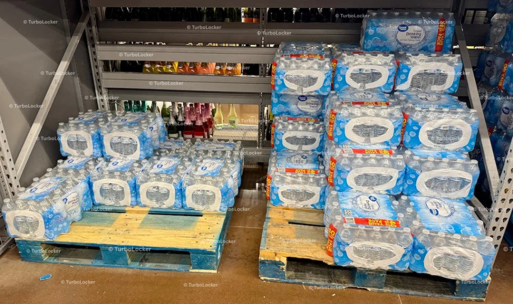 Cases Of Drinking Water Stacked