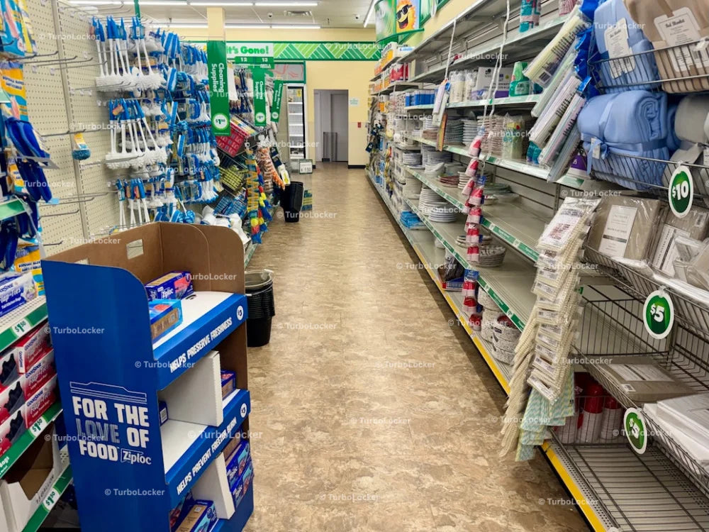 Cleaning And Disposables Aisle At A Dollar Tree Store
