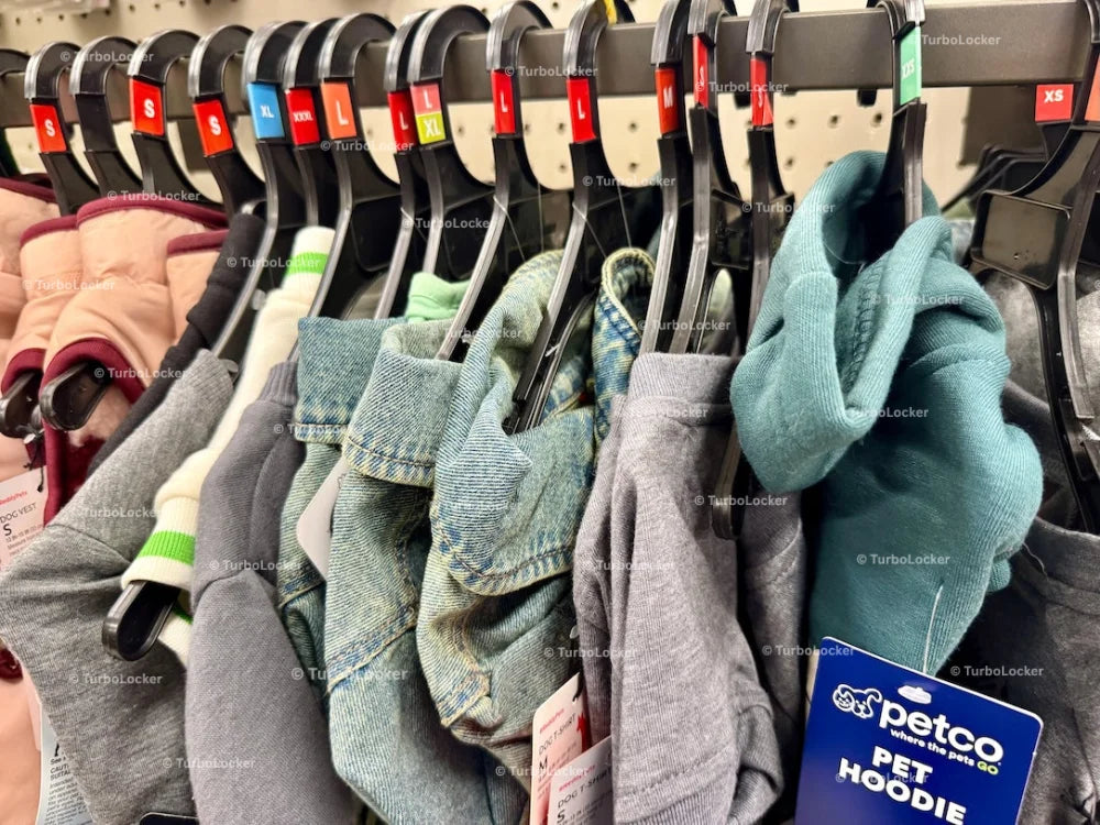 Dog Clothing Hanging On A Rack