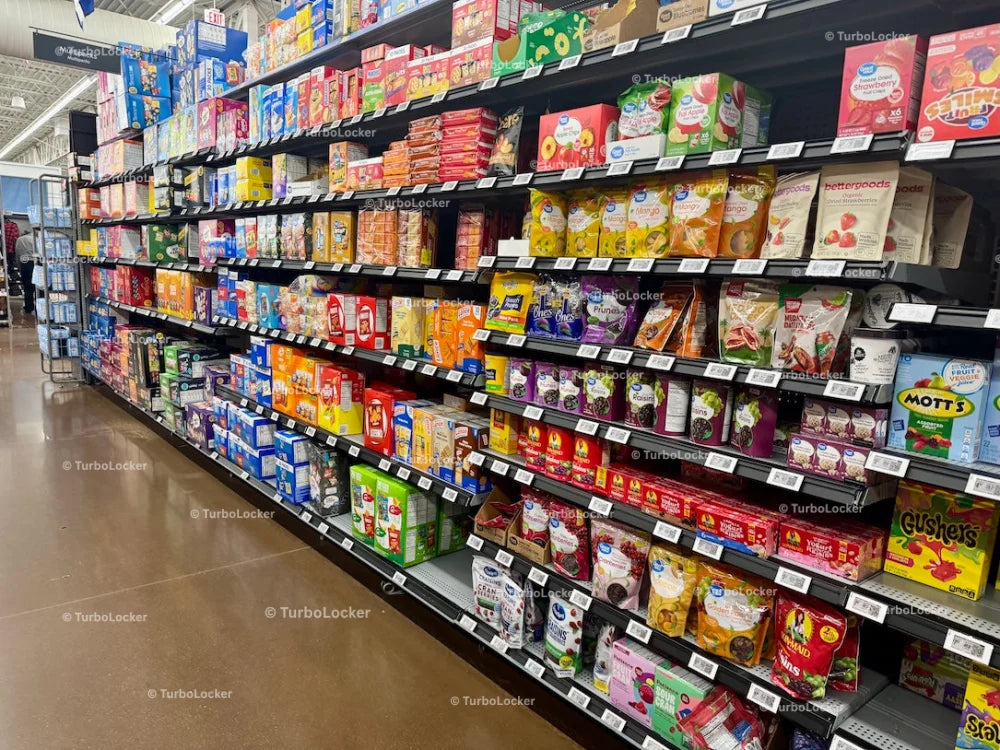 Dried Fruit And Crackers Isle At A Grocery Store