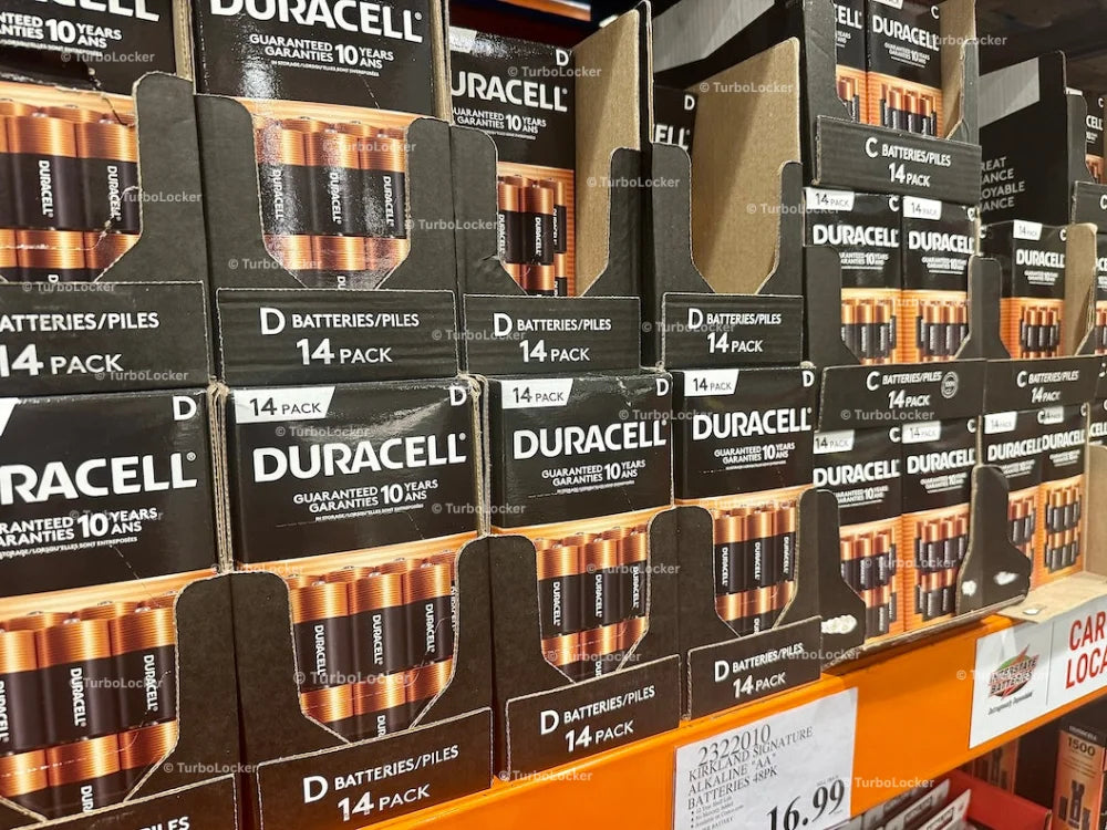 Duracell Batteries On A Shelf (Close Up)