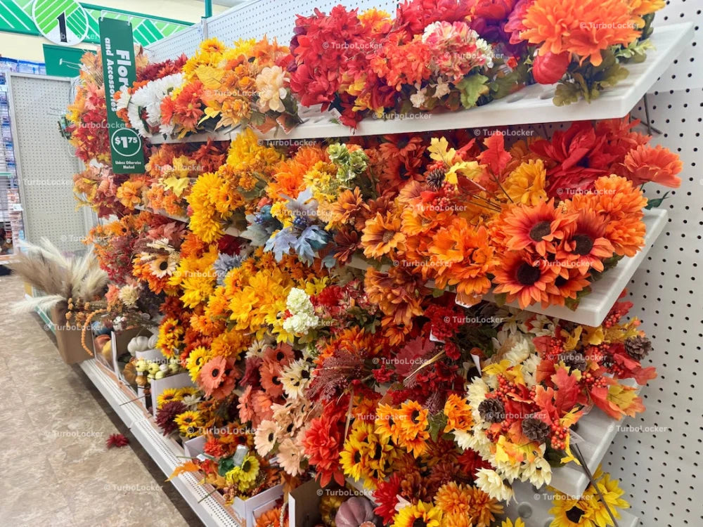 Fall Themed Floral Decorations At A Dollar Store