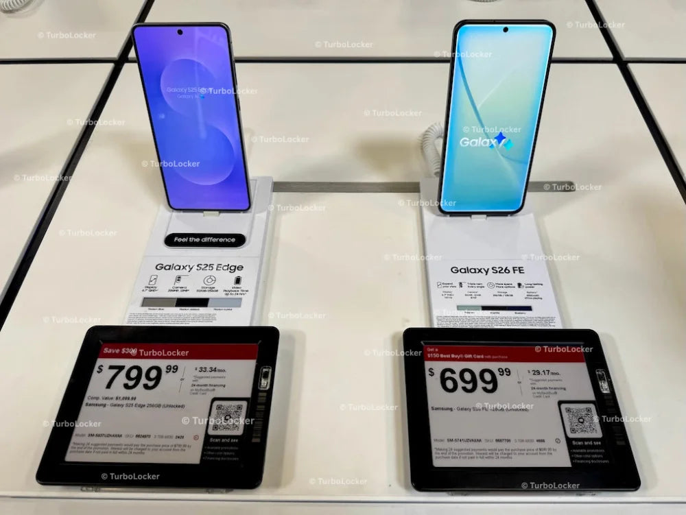 Galaxy S25 Edge And S26 FE Demo Display