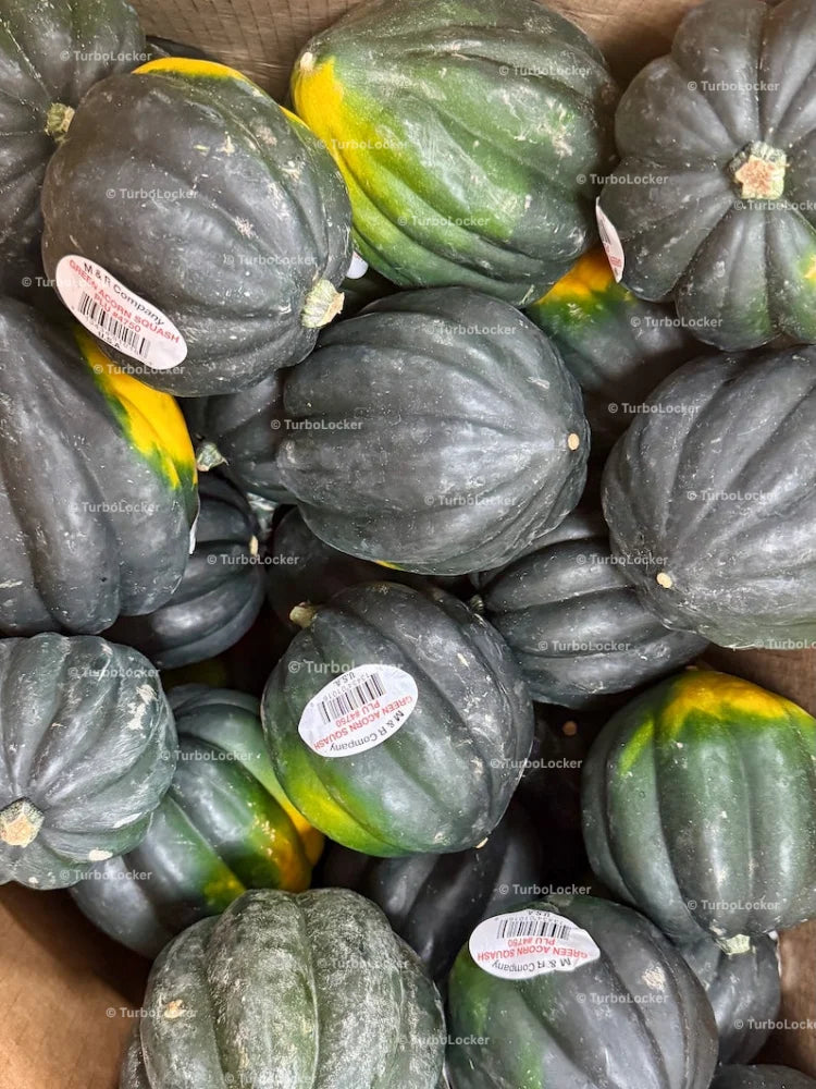 Green Acorn Squash In A Pallet At A Grocery Store