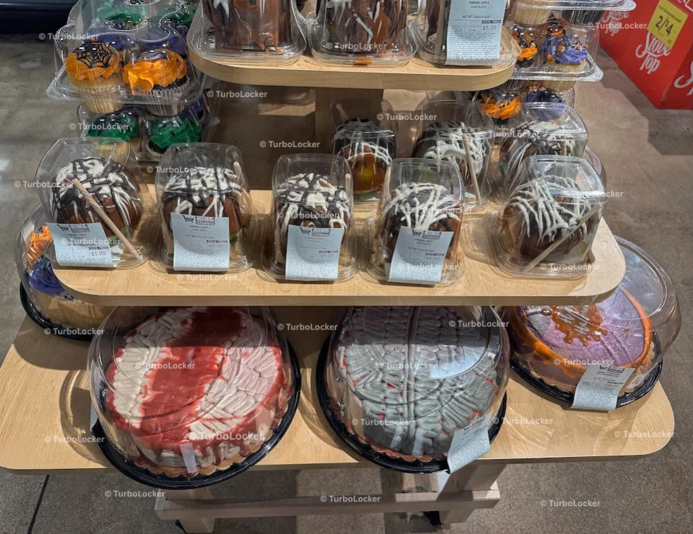 Halloween Brain Cakes And Caramel Apples On Display