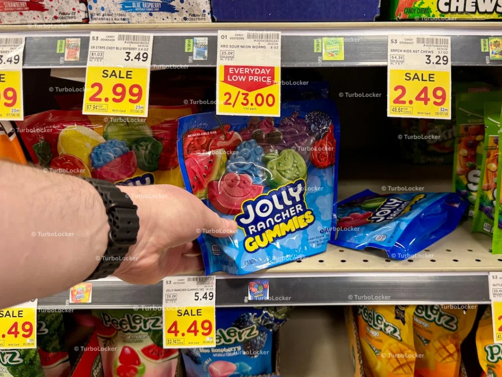 Hand Reaching For Jolly Rancher Gummies