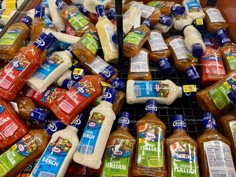 Kraft Salad Dressing Bottles In A Dump Bin