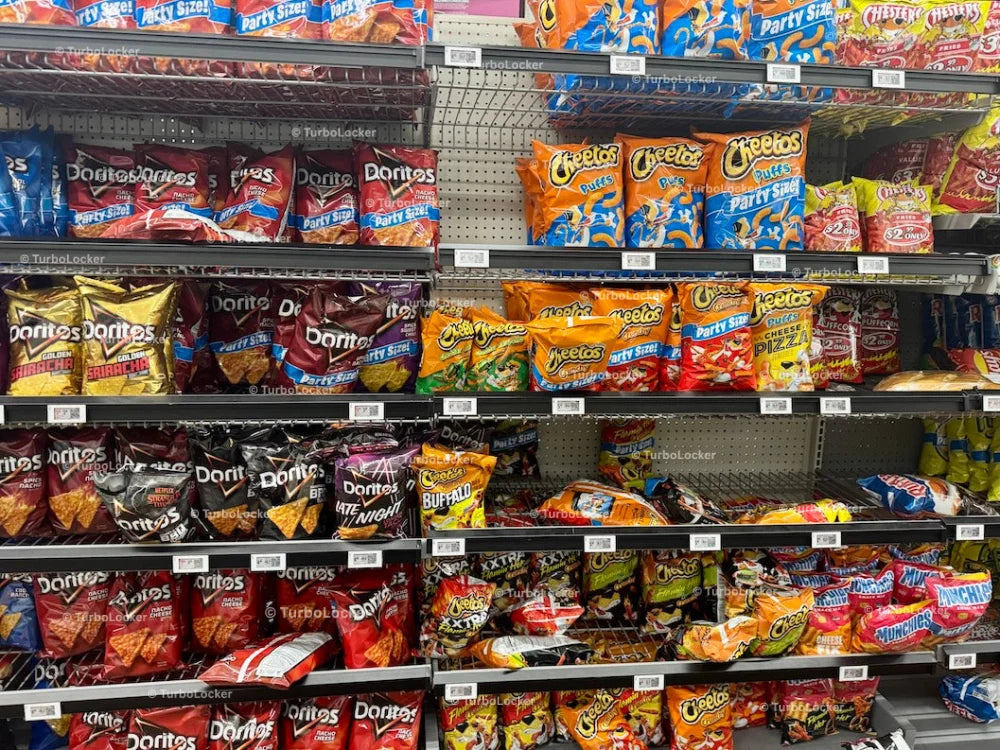 Potato Chips And Tortilla Chips On Shelving