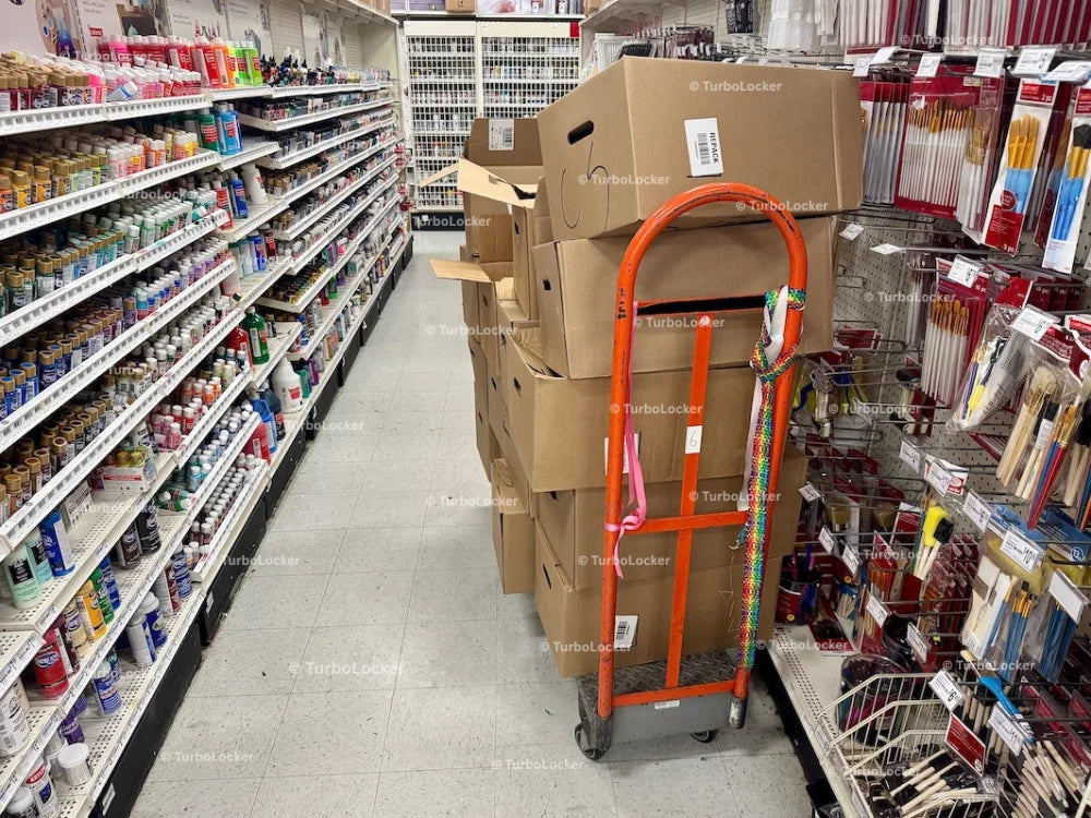 Restocking Cart On A Craft Aisle