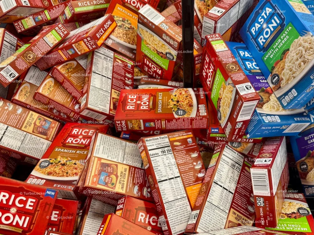 Rice A Roni Packages In A Dump Bin At A Grocery Store