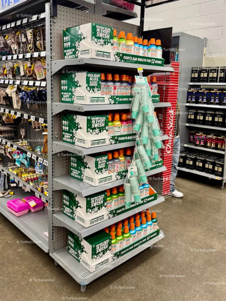 TheraBreath Christmas Themed End Cap At A Walmart