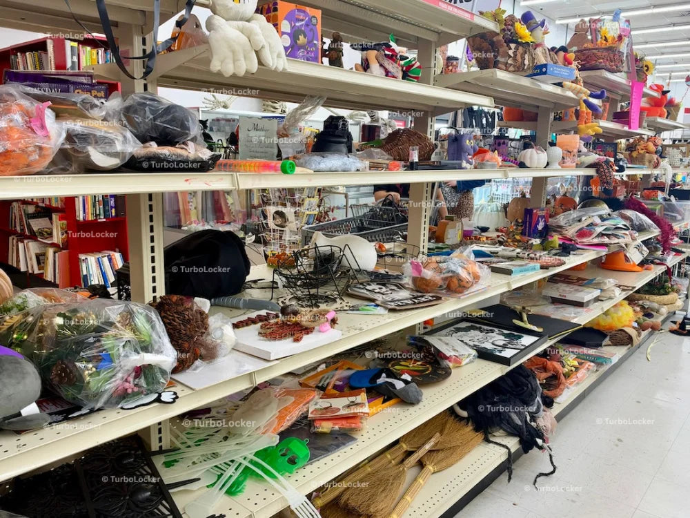 Thrift Store Items On Shelving