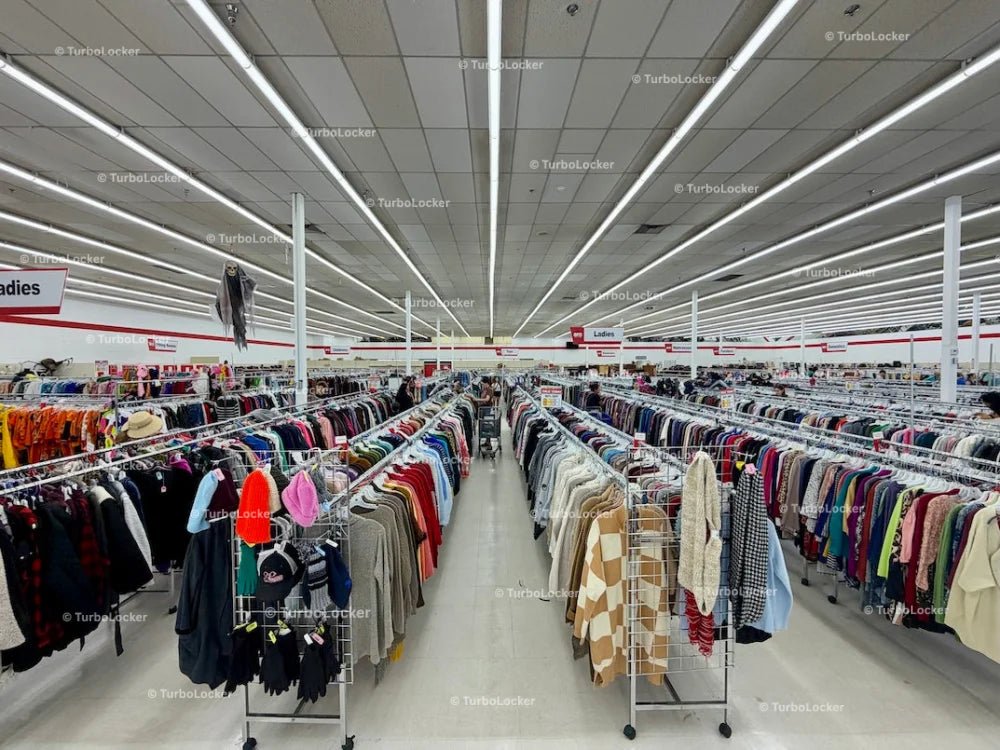 Thrift Store Overhead Aisles Departments