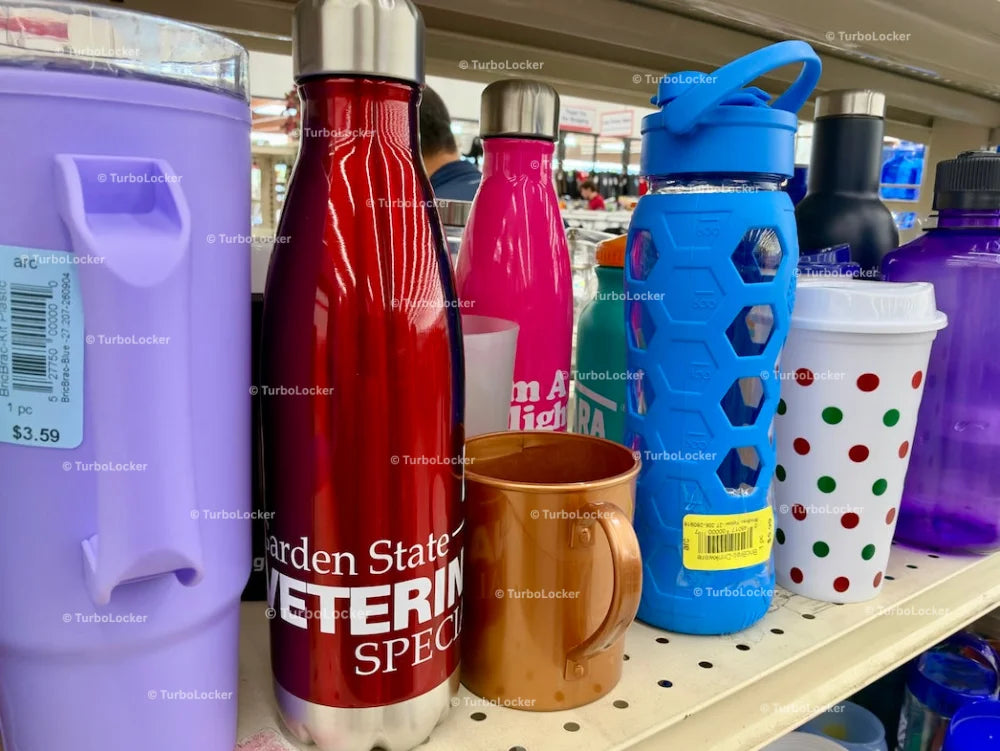 Thrift Store Used Drink Ware On A Shelf