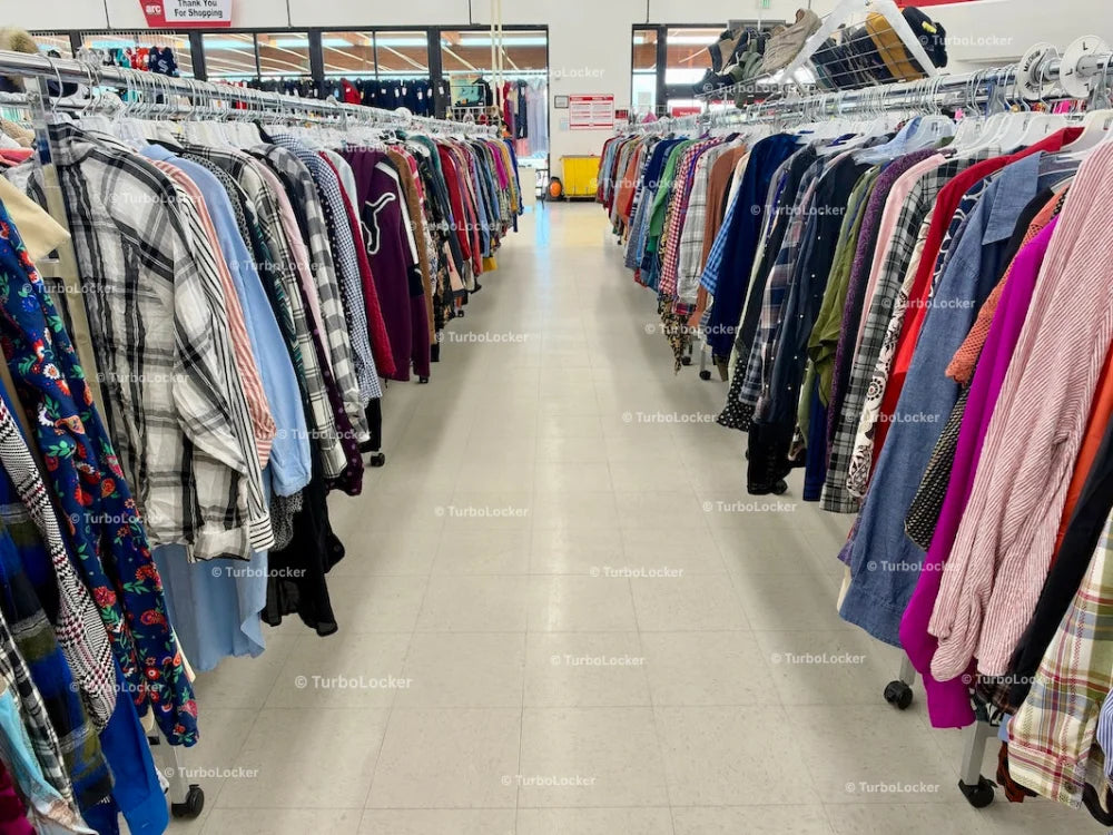 Thrift Store Women’s Shirts On Racks