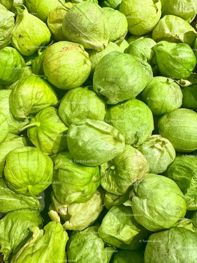 Tomatillos In A Bin At A Grocery Store