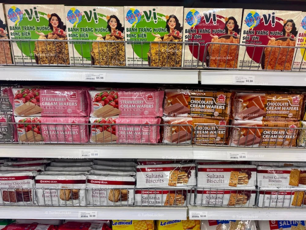 Vietnamese Sweet And Savory Snacks On A Shelf